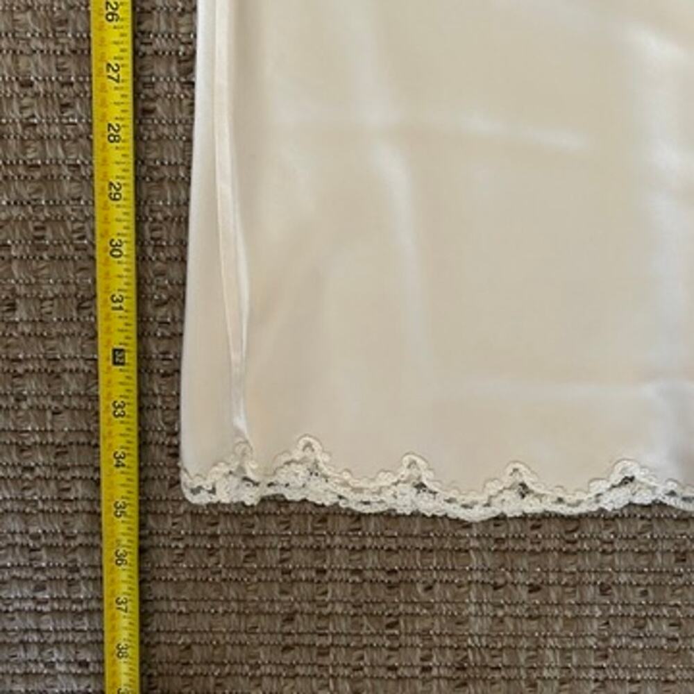 Vintage 90s Silk Lace Trim Negligee Chemise Ivory Cream Small - Picture 8 of 10
